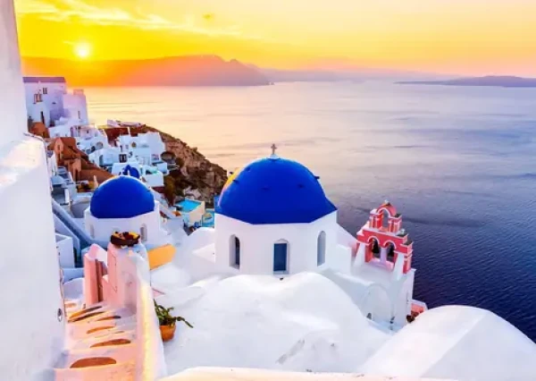 ENJOY Puzzle Východ slunce nad Santorini, Řecko