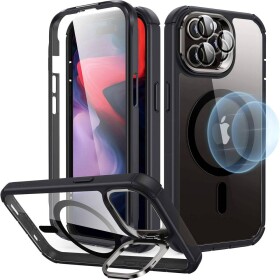 ESR Armor Tough HaloLock Case + Stash Stand zadní kryt na mobil Apple iPhone 15 Pro Max transparentní, černá Kompatibilní s MagSafe