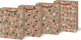 Taška vánoční set 4ks M LUX KRAFT mix V9 (190x250x90)