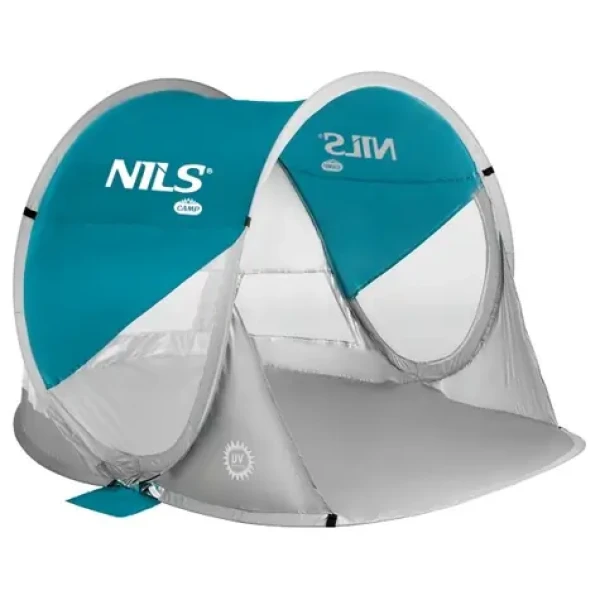 NILS Camp NC3142 modrozelený / Samorozkládací plážový stan / 120 x 150 x 96 cm / Vodní sloupec: 1000 mm (5907695523621)
