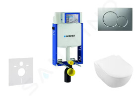 GEBERIT - Kombifix Modul pro závěsné WC s tlačítkem Sigma01, matný chrom + Villeroy Boch - WC a sedátko, DirectFlush, SoftClose, CeramicPlus 110.302.00.5 NI3