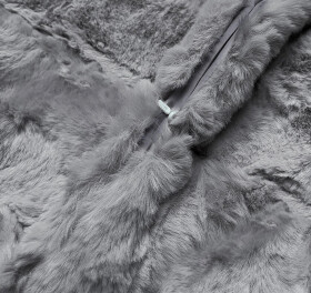 Šedá dámská bunda-kožíšek s kapucí (br9741-9) odstíny šedé XXL (44)