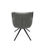 Židle jídelní, šedá látka, 360° vratný mechanismus, černý kov