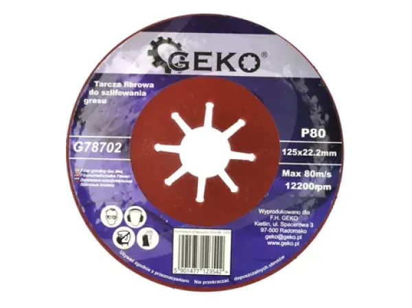 GEKO G78702 / Brusný vláknový kotouč na kameniny / 125 x 1.8 x 22.2 mm / P80 (G78702)