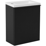CERANO - Umyvadlová skříňka pro WC Zola - černá matná + umyvadlo z lit. mramoru - bílá lesklá - 40x55x23,5 CER-8060BD11