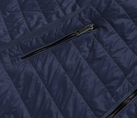 Tmavě modrá tenká dámská bunda látkovými vsadkami (RQW-7013) Tmavě modrá