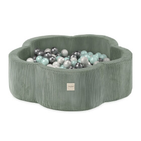 PLUSH NEST PLUSH NEST Suchý bazén Květinová zóna 95 × 30 cm, zelený, prémiový manšestr, s 300 míčky