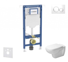 GEBERIT - Duofix Set předstěnové instalace, klozetu a sedátka Duravit D-Code, tlačítka Sigma20, Rimless, SoftClose, bílá/lesklý chrom SANI11CP3102