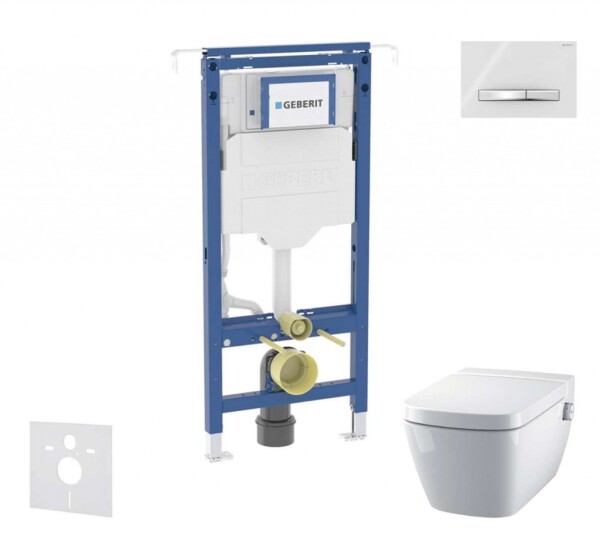 GEBERIT - Duofix Set předstěnové instalace, klozetu a sedátka Tece One, tlačítka Sigma50, Rimless, SoftClose, alpská bílá SANI11CT3106