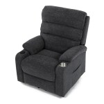 Křeslo polohovací elektrické, 1 motor, šedá látka, bezdrátové nabíjení pro mobilní telefon