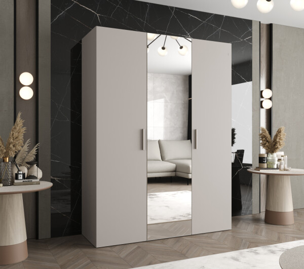 Šatní skříň Abi Bari 2 Rozměry: 150 cm, Pásky / úchyty: Kašmír, Barva korpusu + barva dveří: Kašmír + Kašmír