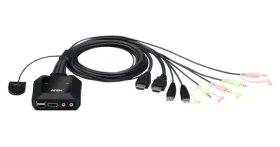 ATEN 2-Port USB HDMI KVM / Kabelový přepínač / 4K UHD / HDMI / USB / 1,2 m (CS22H-AT)