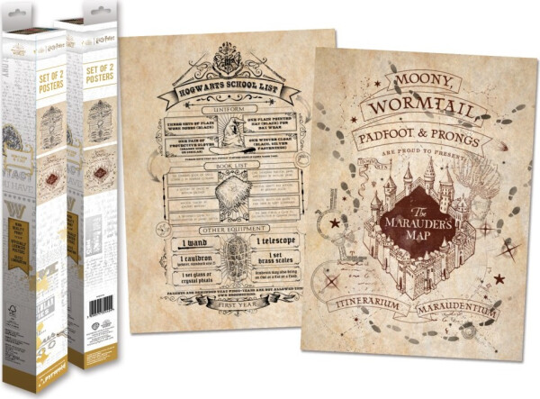 Harry Potter set plakátů Pobertův plánek & Školní seznam 2ks - EPEE