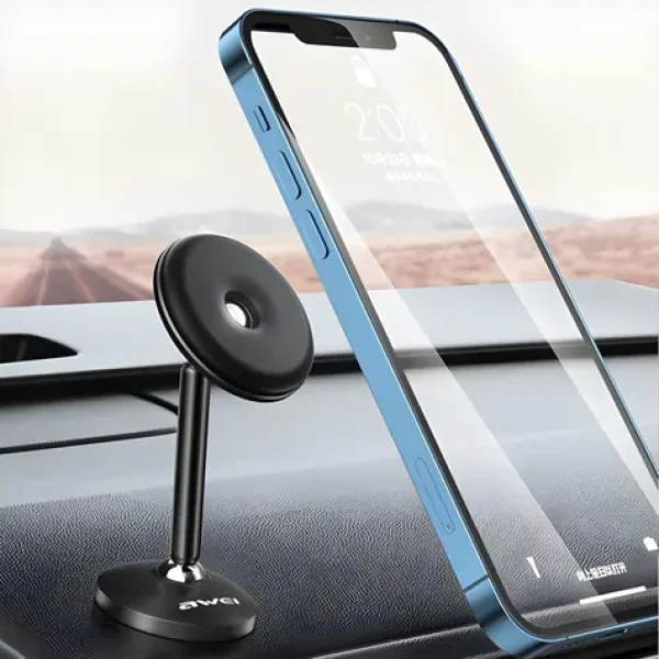 AWEI X22 černá / Magnetický držák do auta / Hliníkový / Univerzální / Na palubní desku (X22)