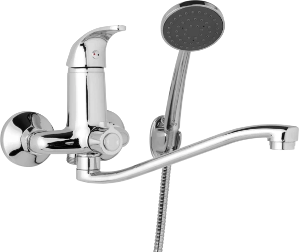 JB Sanitary Nástěnná umyvadlová a sprchová baterie SLIM, rozteč 100 mm, otočný přepínač v těle, s příslušenstvím, S ramínko 250 mm A10 34 21