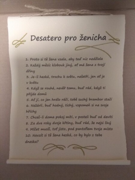 Bene Pergamen - desatero - ženich