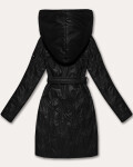 Černý dámský prošívaný kabát s páskem S'West (B8508-1) odstíny černé XXL (44)