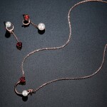 Souprava náhrdelníku a náušnic Swarovski Elements Jasmine, Červená 40 cm + 5 cm (prodloužení)
