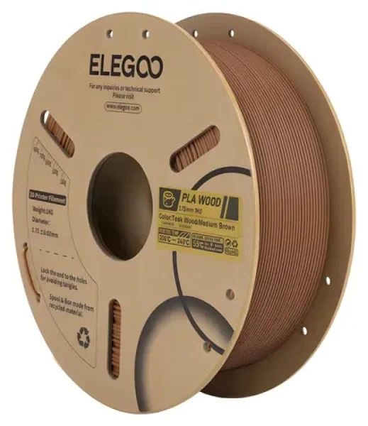 ELEGOO PLA dřevěné vlákno Indický dub / Struna pro 3D tiskárnu / PLA / 1 kg (50.203.0657)