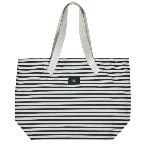 House Doctor Velká plátěná nákupní taška Black/Off-white, černá barva, textil