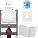 CERANO - Kompletní WC set Basic/Forte - bílá lesklá - WC tlačítko Dualo/Bílá - ovládání shora - předstěnová instalace - 51x36 CER-8050BD86105