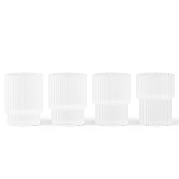 Ferm Living Skleničky Ripple Frosted Small 60 ml – set 4 ks, bílá barva, sklo