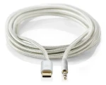 Nedis Profigold USB-C - 3,5mm jack stříbrná / Redukce / nylonový opletenec / 1 m (CCTB65940AL10)