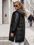 Dlouhá dámská prošívaná bunda s kapucí TY5809 černá - FashionStreet 2XL