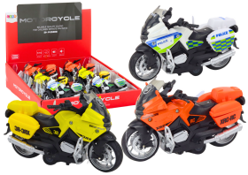 Mamido Sportovní motocykl s třecím pohonem 3 vzory žlutý oranžový bílý