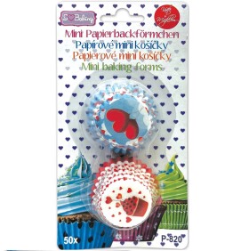 Košíčky papírové Srdíčka, 32x20 mm, 50 ks
