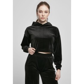 Dámská Cropped Velvet Oversized Hoody černá