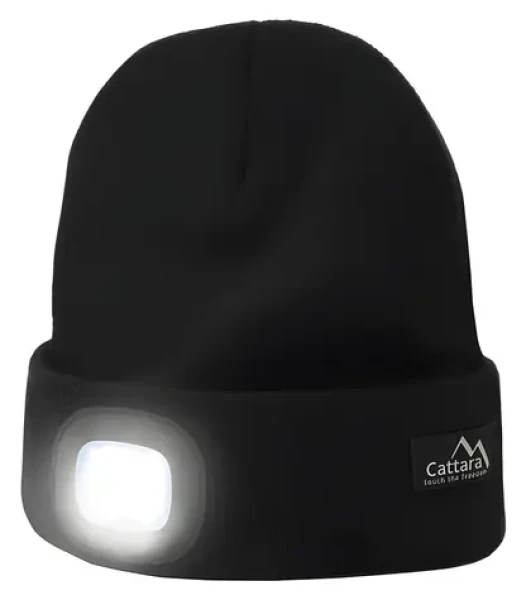Cattara Čepice BLACK s LED svítilnou USB nabíjení / 4x45lm LED / 250 mA (14021)