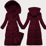 Dámská zimní bunda ve vínové bordó barvě s páskem J Style (5M3227-1) odstíny červené XL (42)