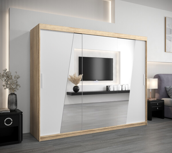 Šatní skříň Abi R0 Barva korpusu: Dub Sonoma, Rozměry: 250 cm, Dveře: Bílá