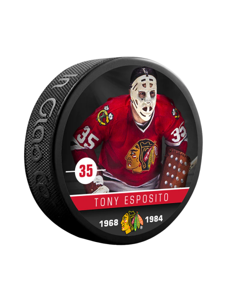 Inglasco / Sherwood Puk Tony Esposito #35 Chicago Blackhawks Souvenir Collector Hockey Puck