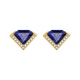 Ocelové náušnice Josiane - lapis lazuli, Modrá