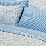 Stanex Ložní povlečení krepové Kvítek-pruh modrý (LS194) ROZMĚR: 200x220 cm + 2ks (90x70 cm polštář)