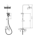 AQUALINE - FLERY sprchový/vanový sloup s pákovou baterií, otočné ramínko, gun metal FY690GM