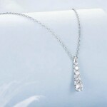 Stříbrný dvojitý náhrdelník Cristy 1 ct MOISSANITE + CERTIFIKÁT, Stříbrná 40 cm + 5 cm (prodloužení) certifikát GRA, hadřík na čištění stříbra, dárková krabička