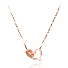 Ocelový náhrdelník Chantelle - chirurgická ocel, srdce, zirkon, Zlatá 42 cm + 5 cm (prodloužení)