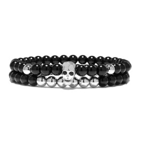 Pánský dvojitý náramek Silver Skull - lebka, Barevná/více barev 18 cm