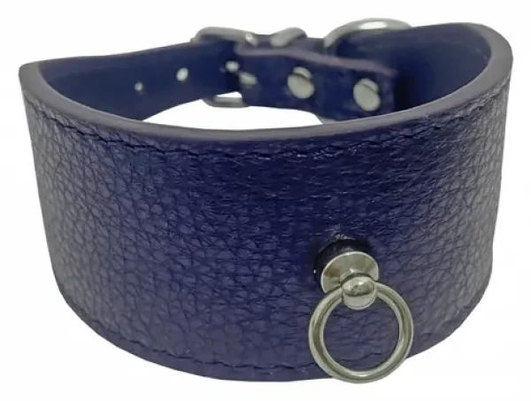 Huhubamboo Metal obojek modrý M / Obojek pro psy / Pro chrty / 40 mm x 29-34 cm / Hovězí kůže (355417)