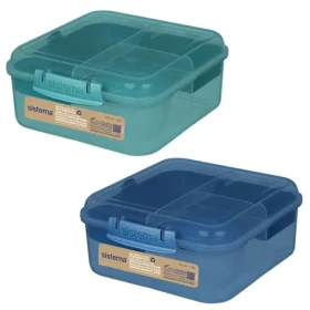 Sistema Ocean Bound Bento Cube Dělený svačinový box s nádobou na jogurt a 2 tácky 1.25 l mix barev (9414202134516)