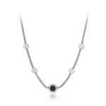 Ocelový náhrdelník se zirkony Diona - chirurgická ocel, Stříbrná 38 cm + 5 cm (prodloužení)