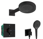 HANSGROHE - Sprchový set s termostatem pod omítku, s tělesem, průměr 25 cm, 3 proudy, matná černá SANI21HHH407