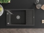 MEXEN/S - Elias Elias granitový dřez 1-miska s odkapávačem včetně baterie Savita, černá kropenatá 6511-76-672601-76