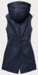 Lehká tmavě modrá dámská vesta kapucí černá
