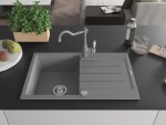 MEXEN/S - Bruno granitový dřez 1-miska s odkapávačem včetně baterie Carla, šedá 6513-71-670700-71