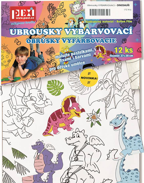 Vybarvovací ubrousky Dinosauři 12 kusů