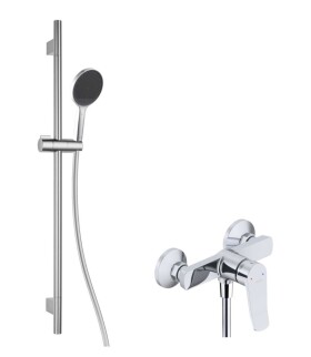 Kielle - Nefia Sprchový set s baterií, tyčí, hadicí a sprchovou hlavicí EcoSpare, chrom 20627SN30
